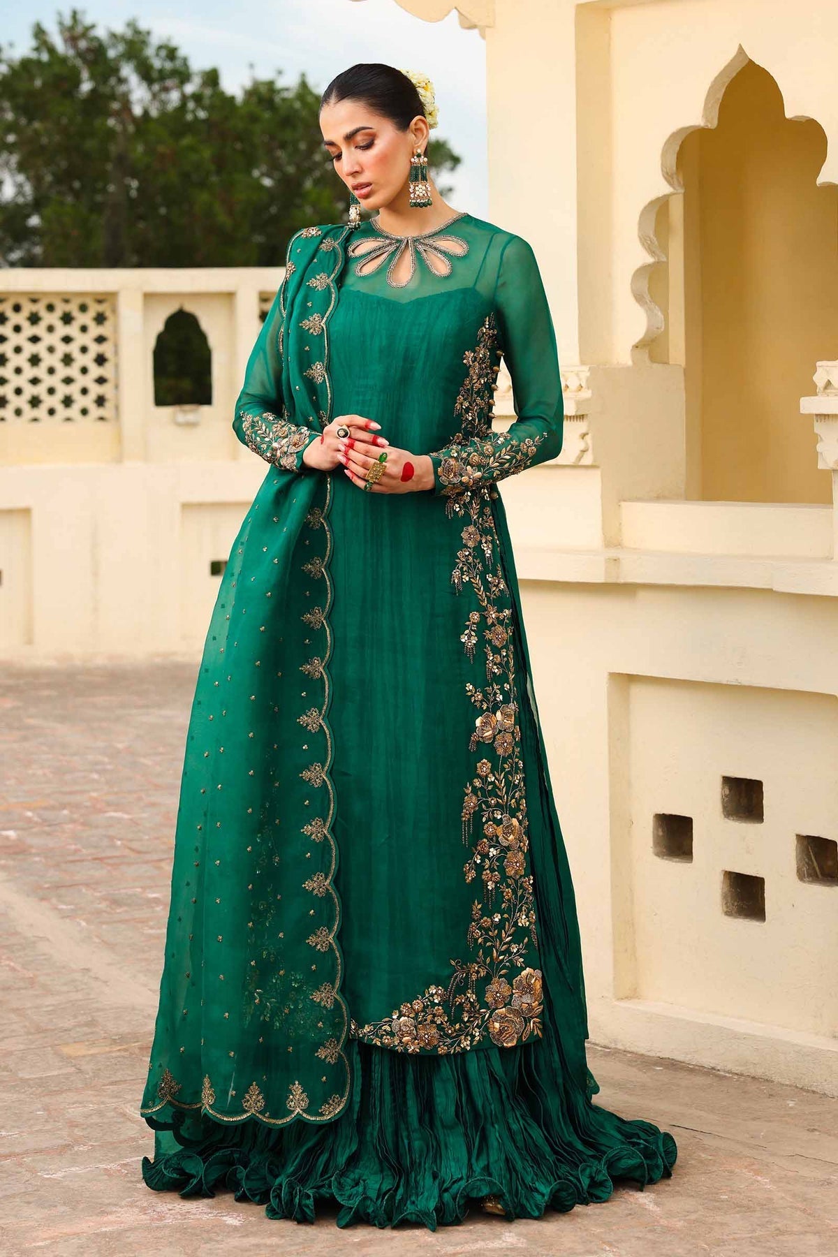 Zamrood Ara FX-873 bottle green luxury dress for pakistani indian wedding, salwar kameez party wear eid collection, nikkah mehndi barat walima dress