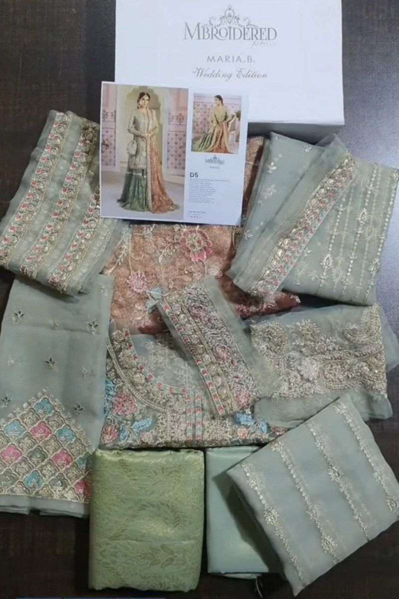 Maria b Pistachio Green and Salmon pink (BD-2205)