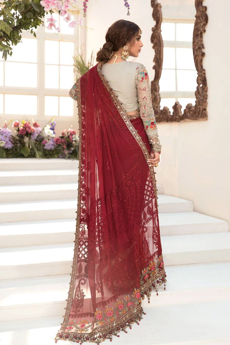 Maria b Deep red and Beige (BD-2107)