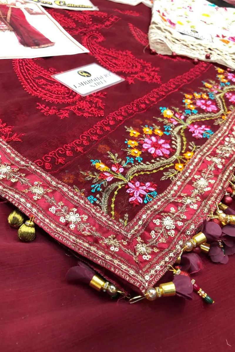 Maria b Deep red and Beige (BD-2107)