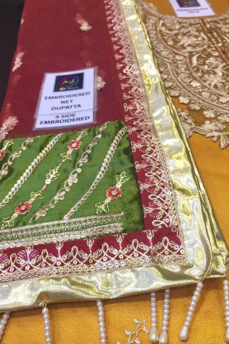 Maria b Mustard, Fuschia & Off White (BD-1708)