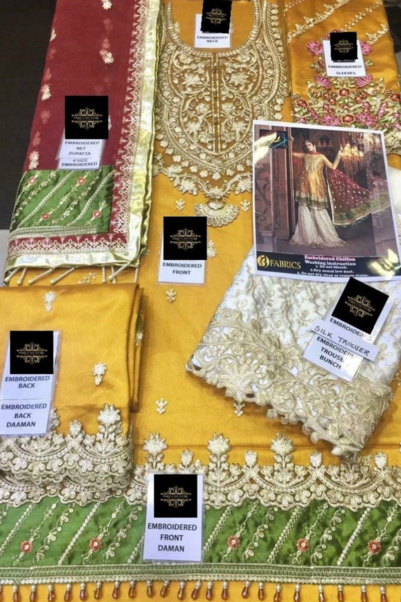 Maria b Mustard, Fuschia & Off White (BD-1708)