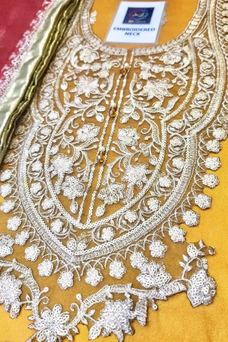 Maria b Mustard, Fuschia & Off White (BD-1708)