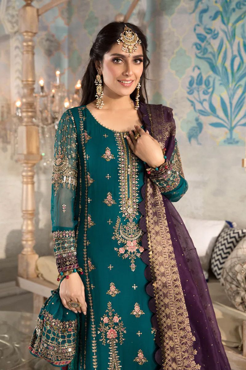 Maria b Teal blue, Olive Green and Purple (BD-2202)