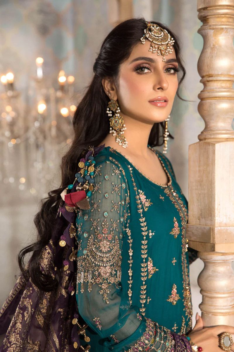 Maria b Teal blue, Olive Green and Purple (BD-2202)