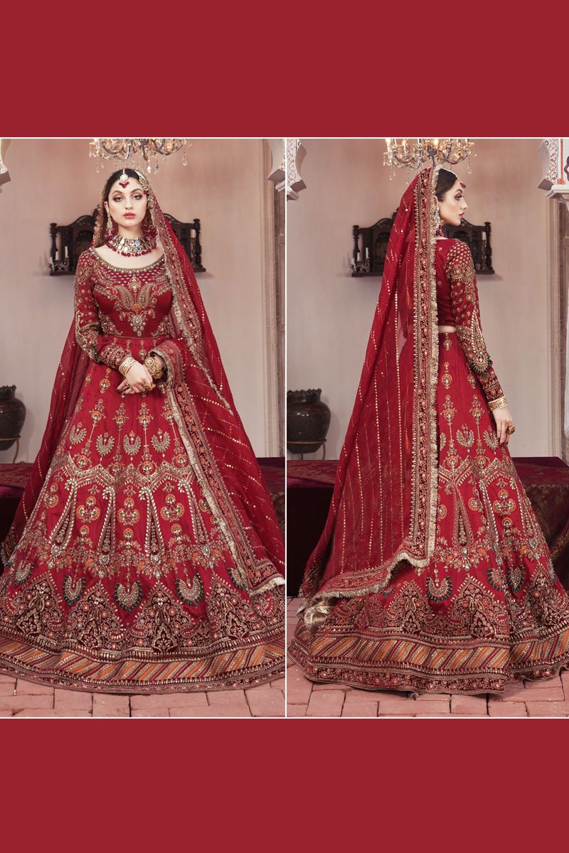 Maria B Bridal Couture Lehenga Choli Red