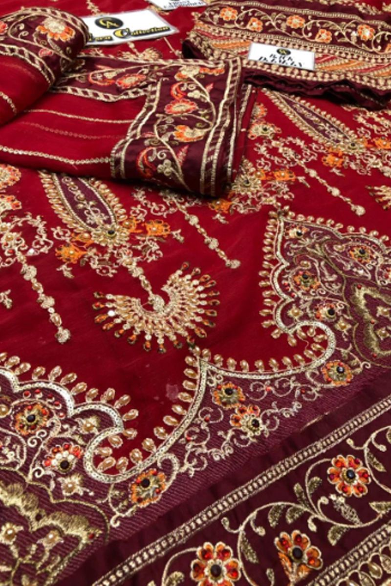 Maria B Bridal Couture Lehenga Choli Red