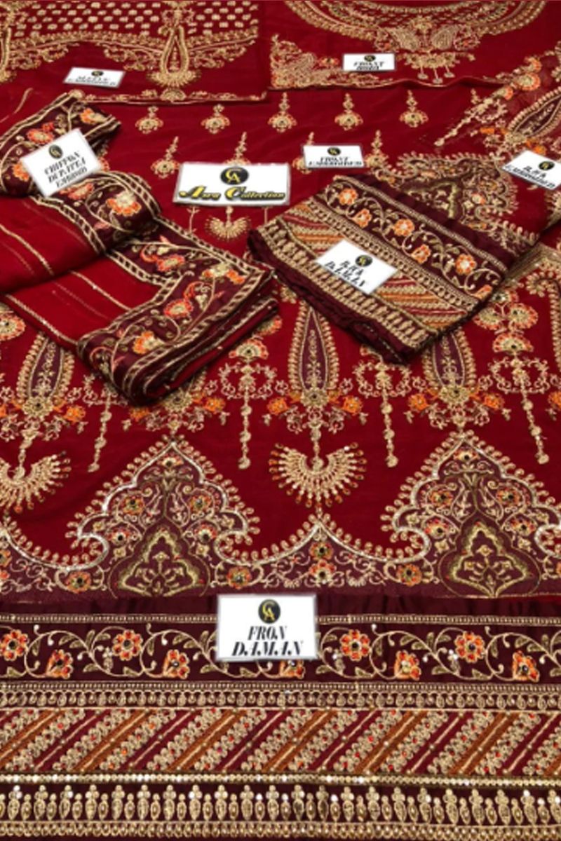 Maria B Bridal Couture Lehenga Choli Red