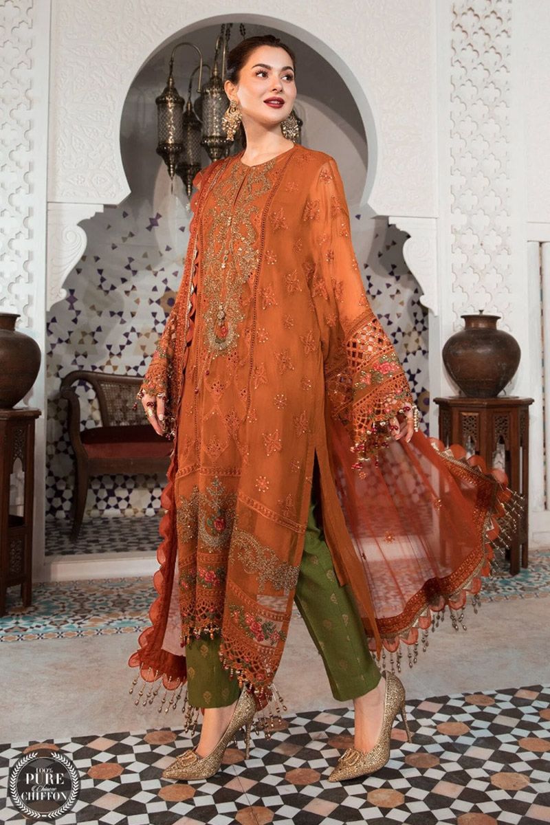 Maria b MPC-21-101-Rust and Olive Green