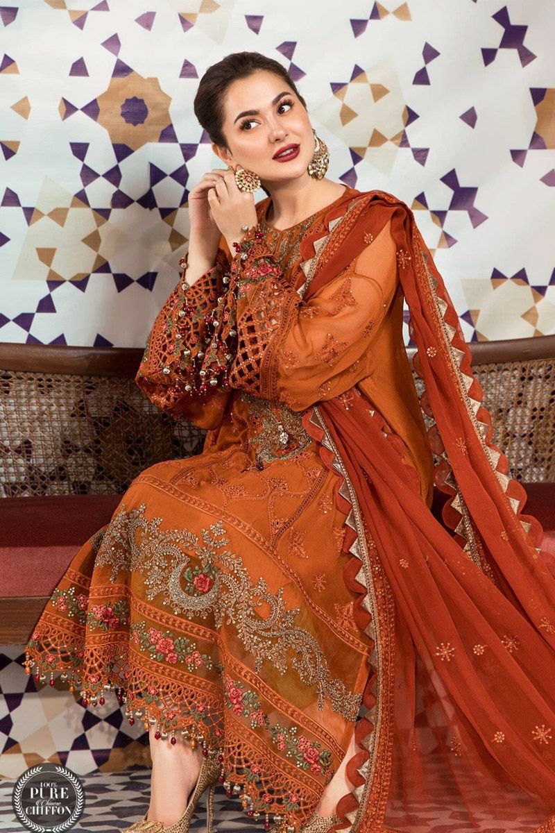 Maria b MPC-21-101-Rust and Olive Green