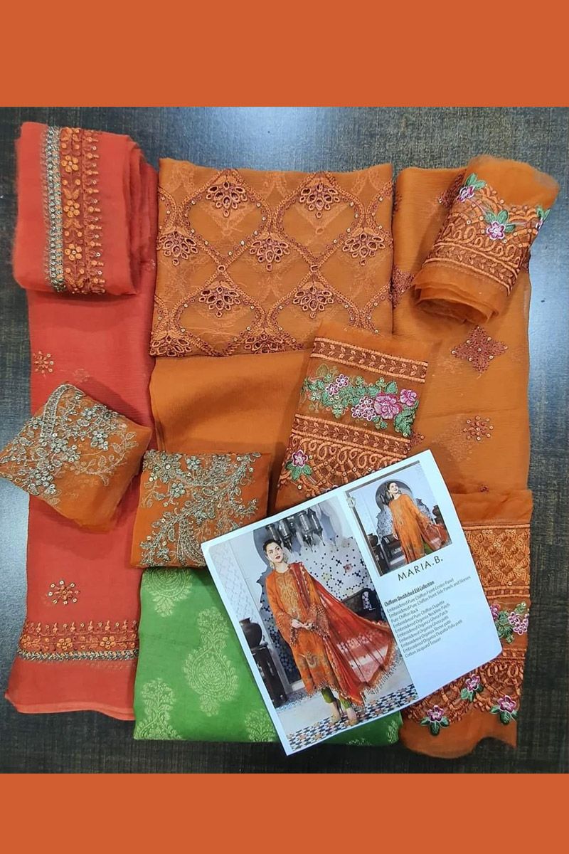 Maria b MPC-21-101-Rust and Olive Green