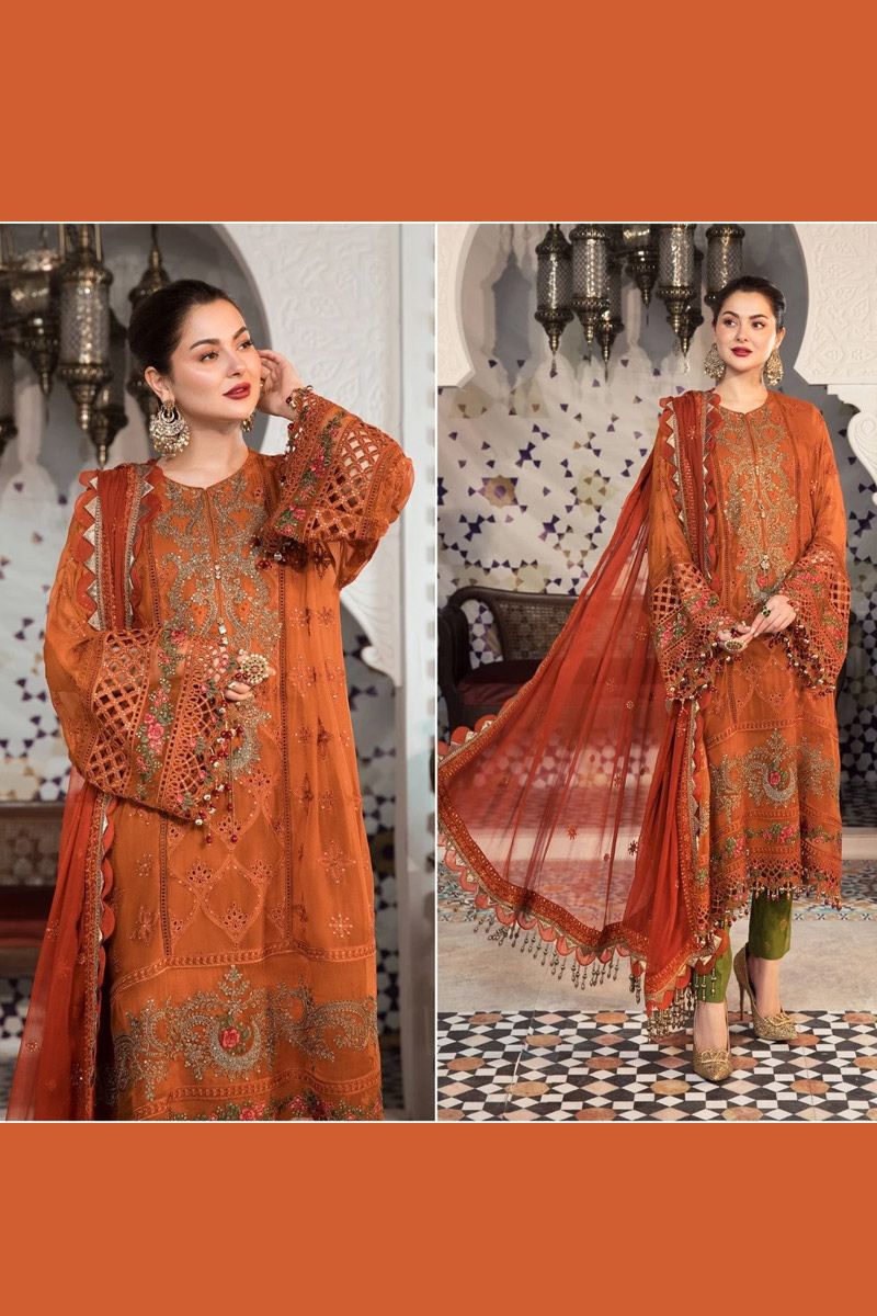 Maria b MPC-21-101-Rust and Olive Green