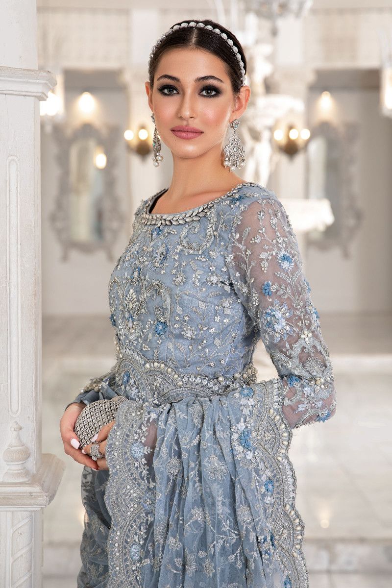 Maria B Saree Ice Blue MC-049