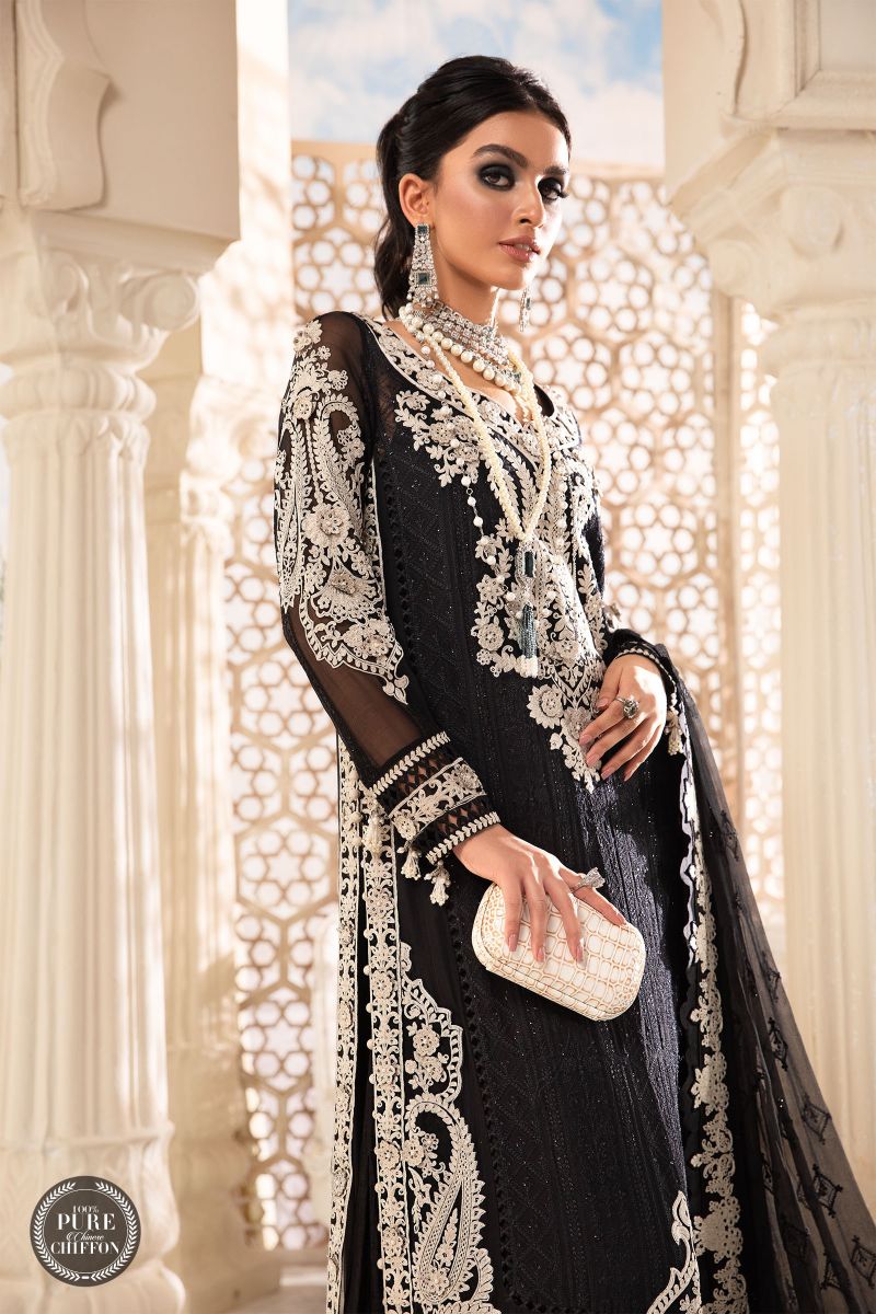 Maria b Chiffon - MPC-22-204-Black and White