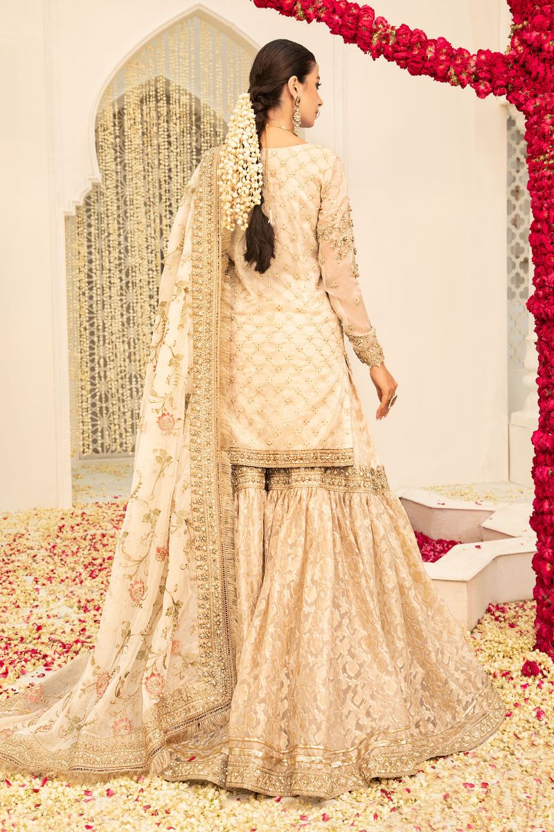 Maria B Bridal Couture Ivory Gold MC-047