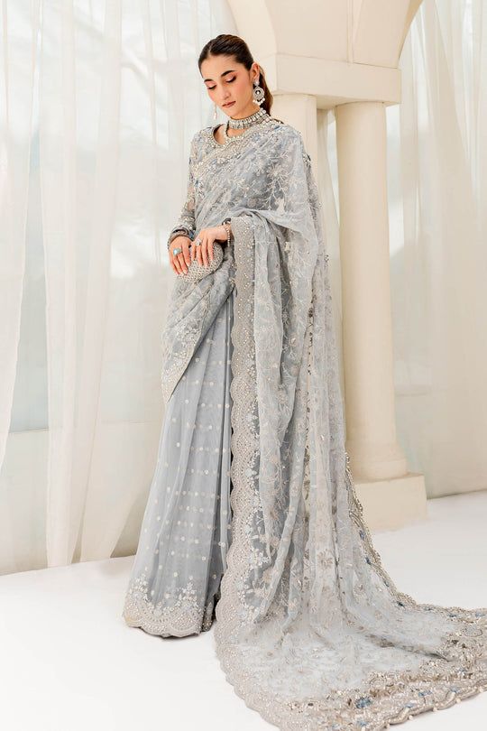 Maria B Couture Ice Blue saree MC-908