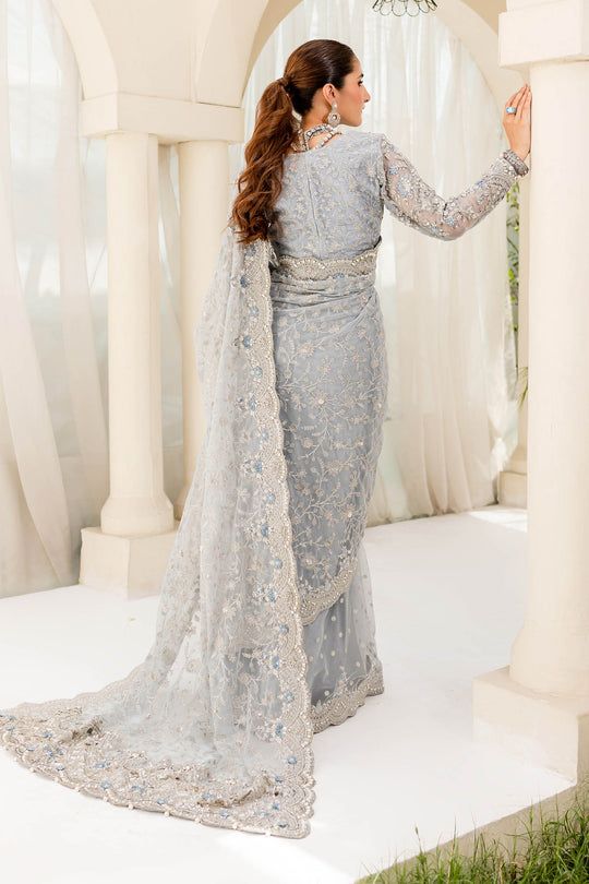Maria B Couture Ice Blue saree MC-908