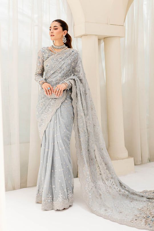 Maria B Couture Ice Blue saree MC-908