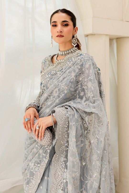 Maria B Couture Ice Blue saree MC-908