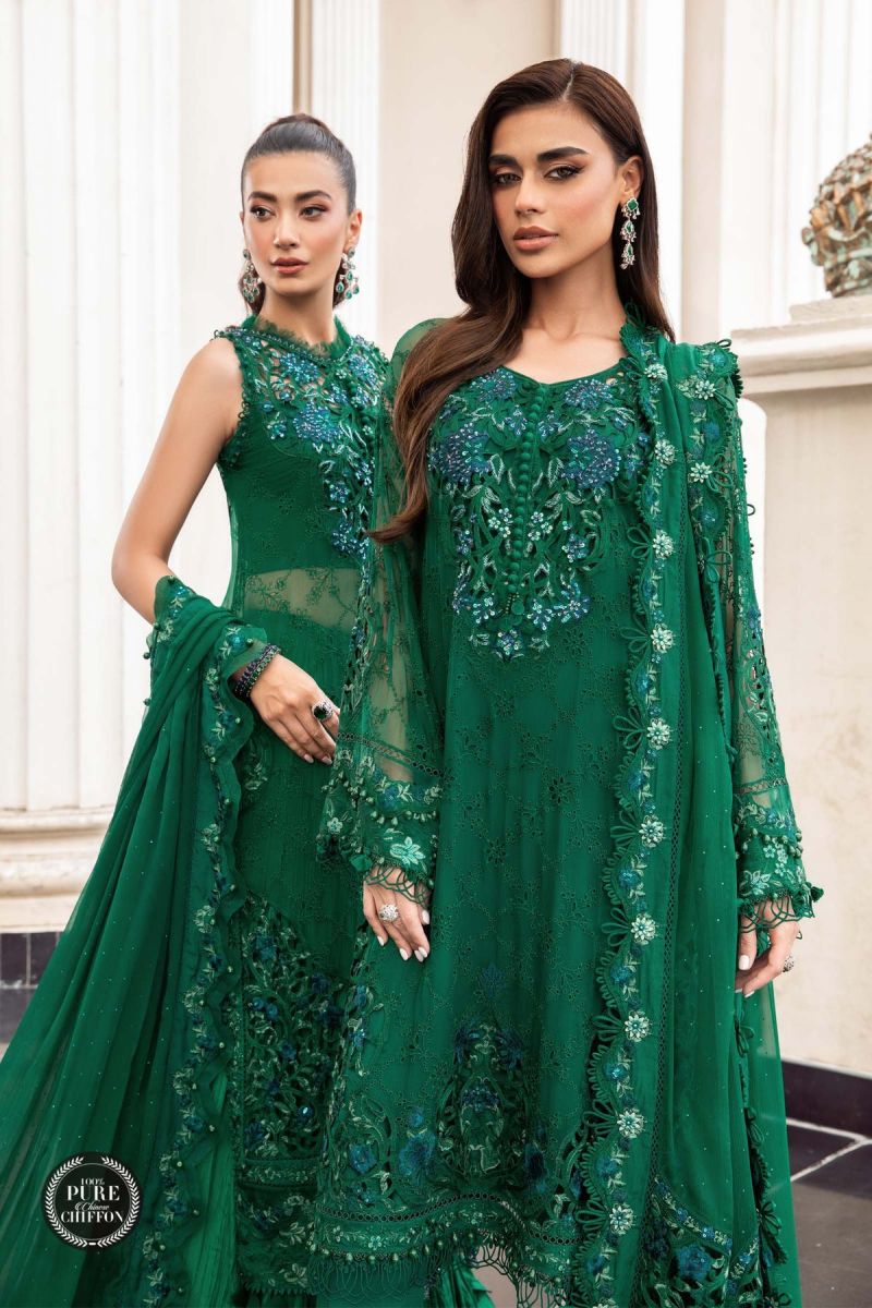 Maria B Chiffon Emerald Green MPC-23-108