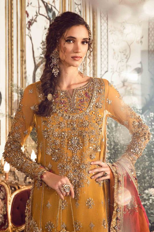 Maria B Mbroidered | Mustard BD-2707