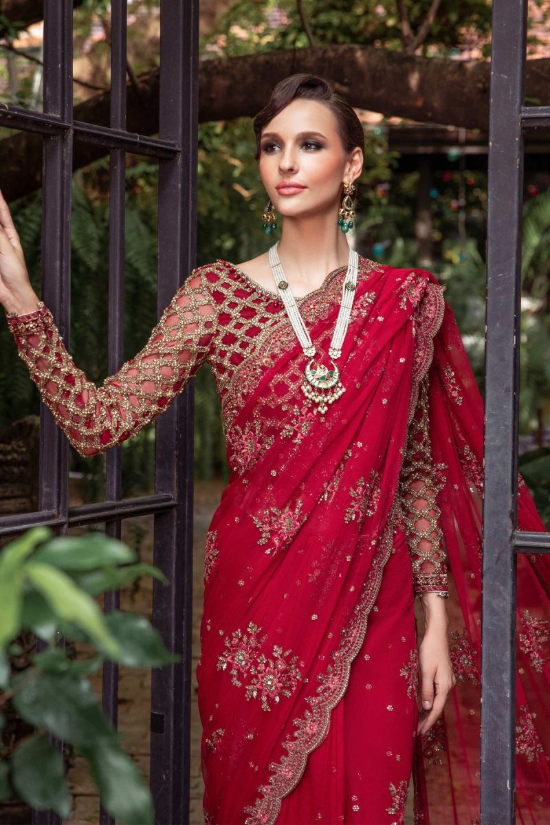 Maria B Couture saree Red MC-803