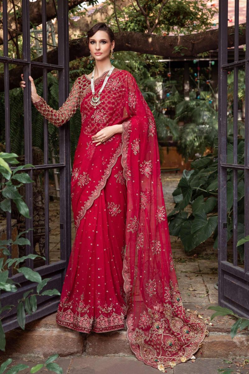 Maria B Couture saree Red MC-803