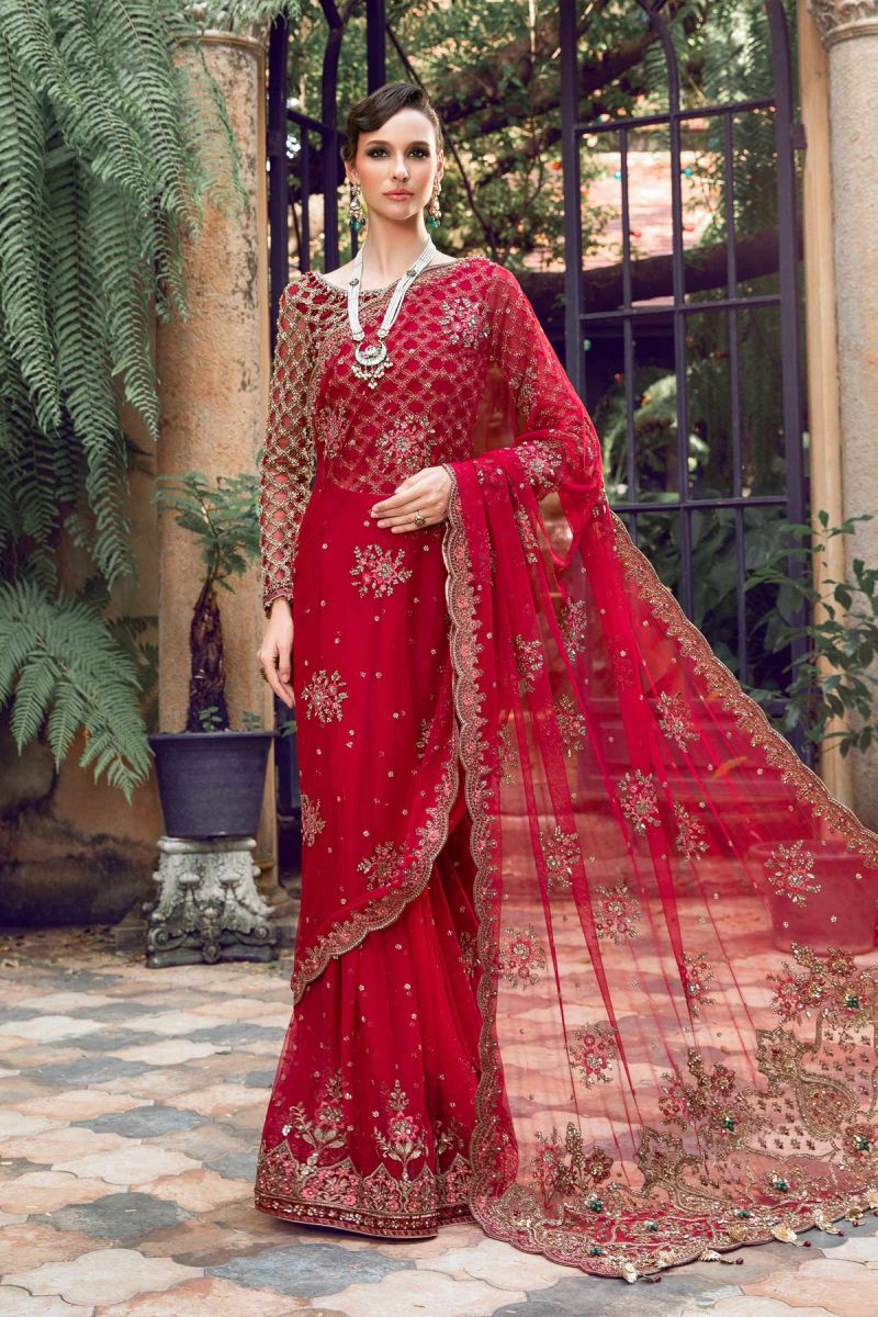 Maria B Couture saree Red MC-803