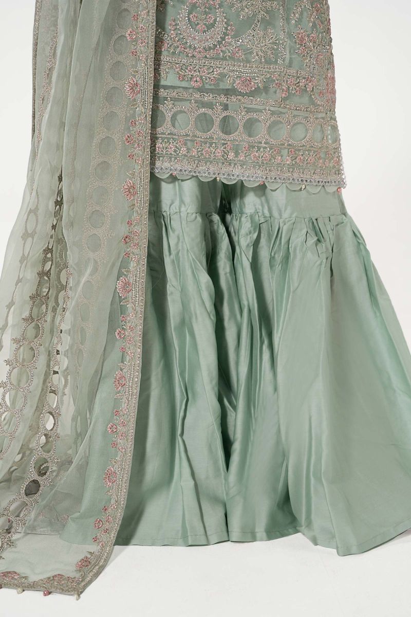 Luxury gharara mint green