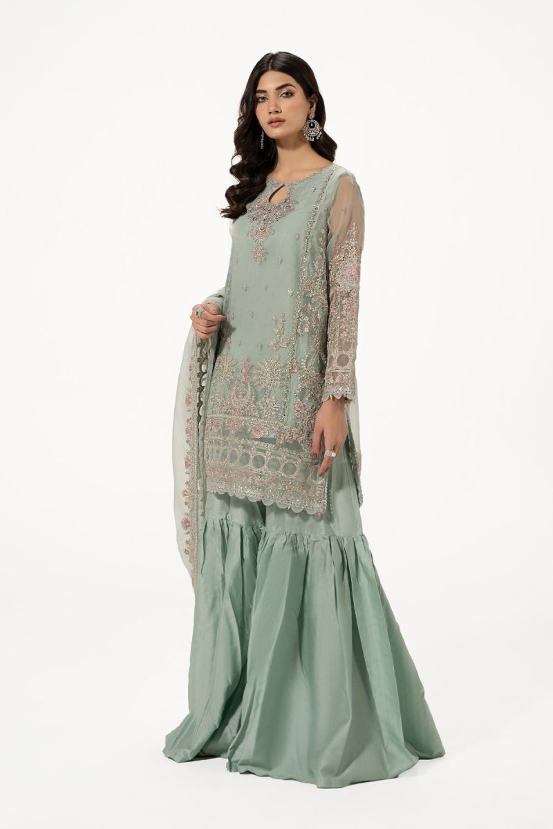 Luxury gharara mint green