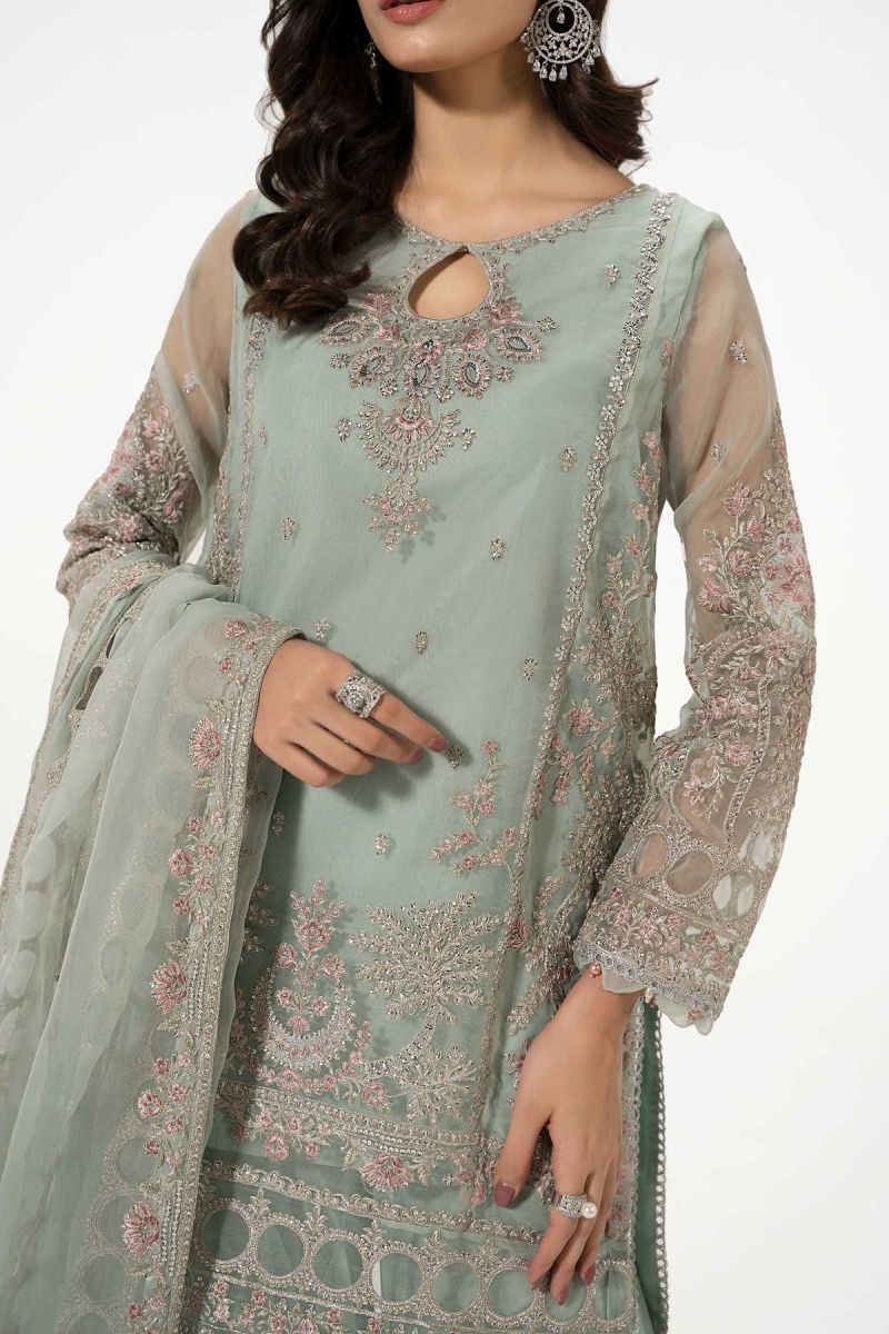 Luxury gharara mint green