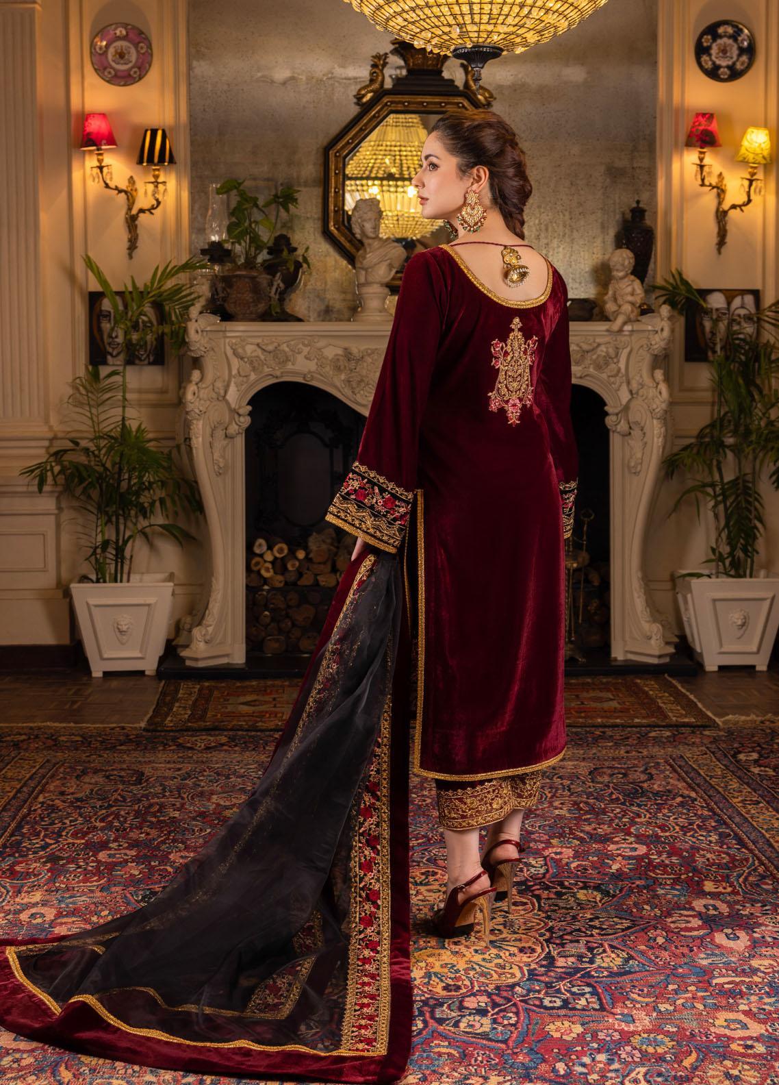 Zainab Chottani velvet Dress custom stitch